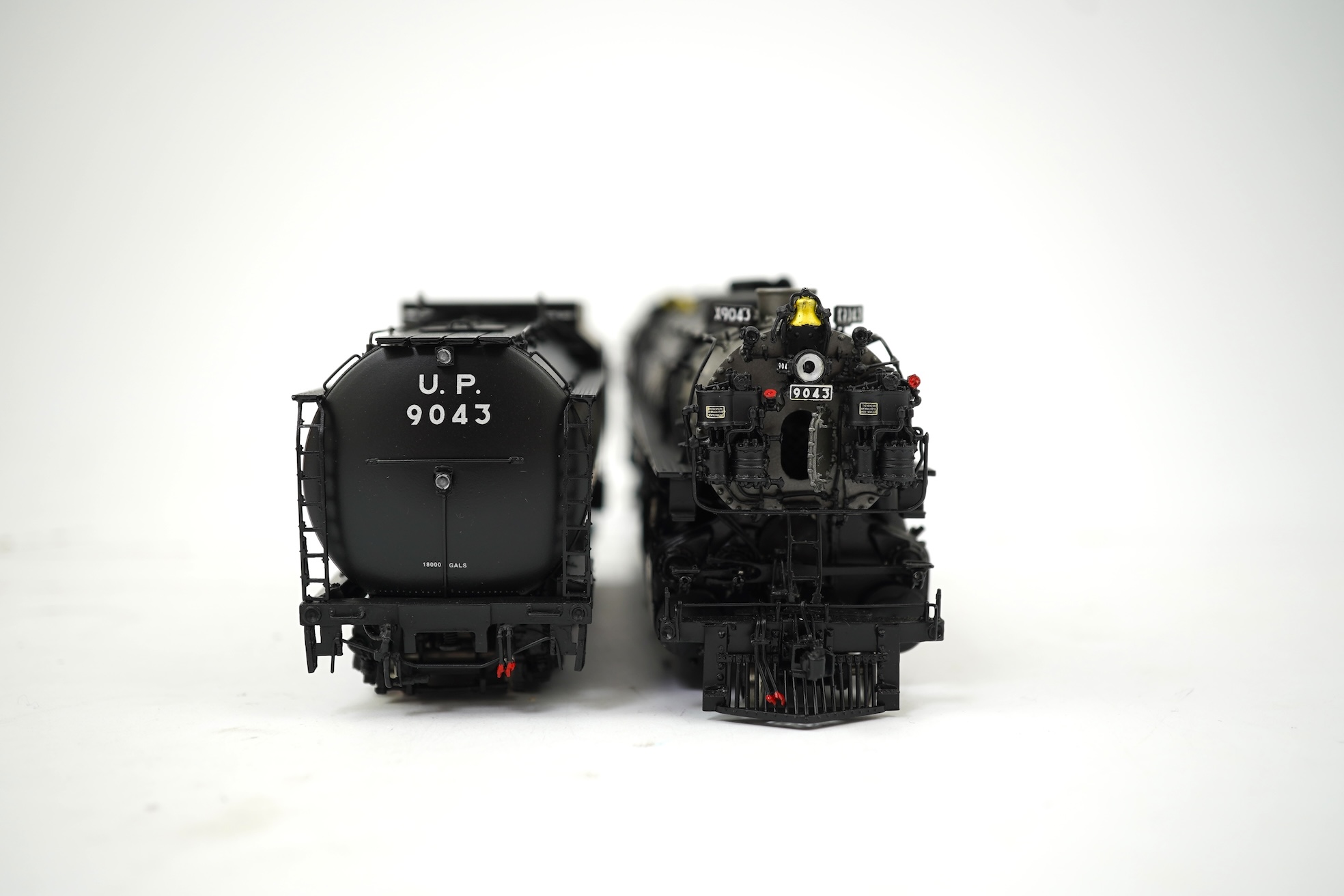 A boxed HO gauge Key Imports model of Union Pacific 9000 class, 9043, 4-12-2 tender locomotive, powered for two rail operation.